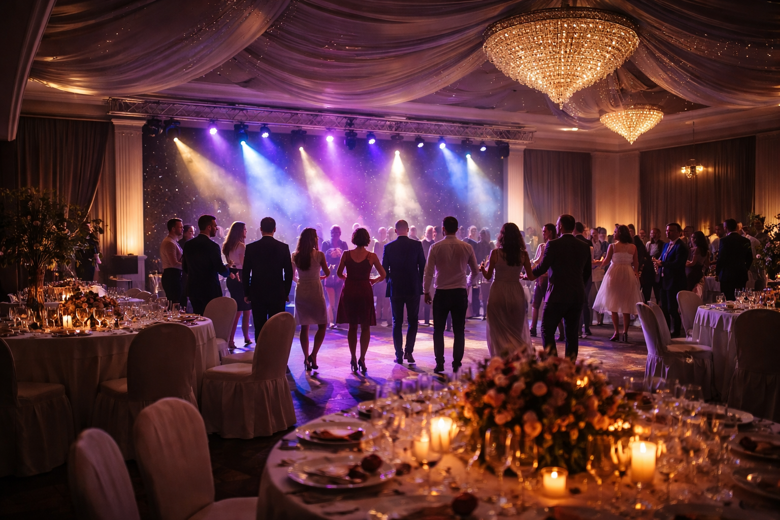 DJ legt auf einer Hochzeit vor tanzenden Gästen auf